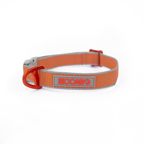 Siccaro Sealines-Halsband / 100 % recyceltes Nylon Leashes and collars Orange/Silver